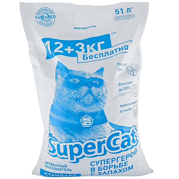 SuperCat Стандарт ДЕРЕВНИЙ наповнювач для котячих туалетів 15 кг (88101)